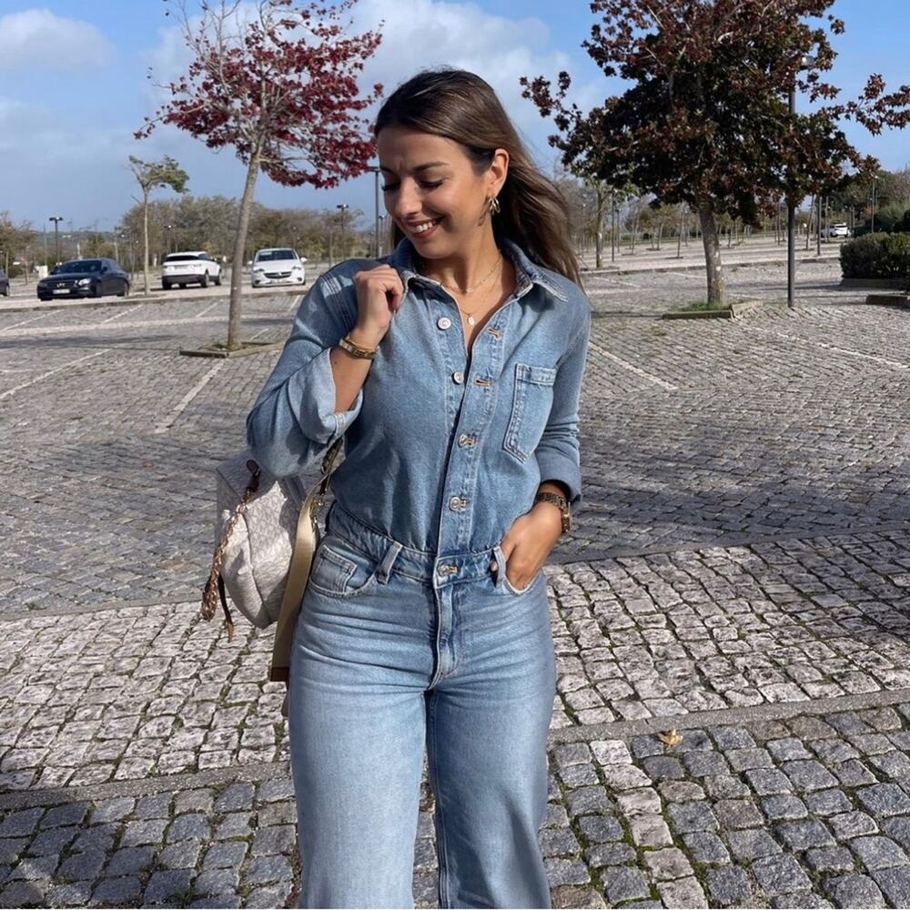 ZARA BLOGGER FAVORITE TRF LONG DENIM JUMPSUIT - Picture 4 of 13